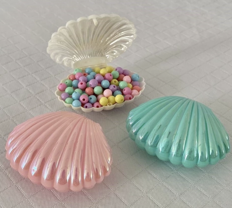 Concha Baleiro de acrílico para decoração da Festa Sereia e também pode servir de lembrancinha